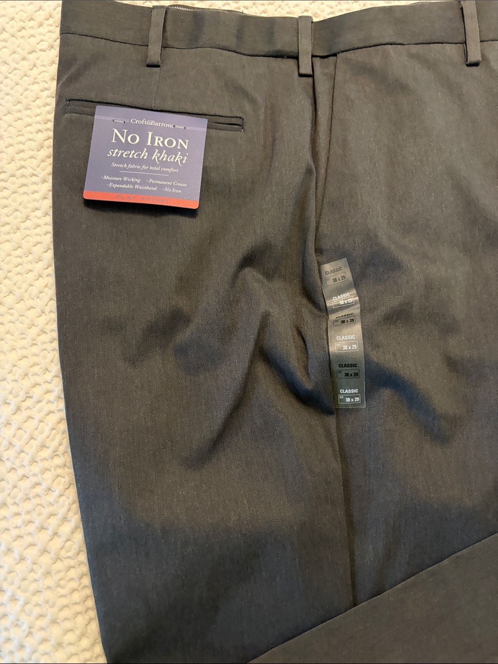 croft & barrow Men’s Flat-Front Pants in Charcoal Gray 38x29